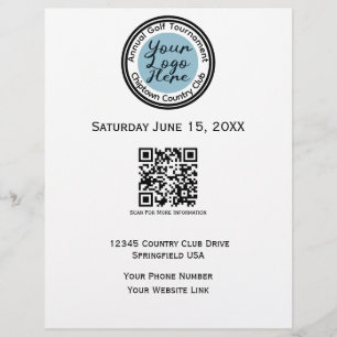 Golf tournament or event custom logo personalised flyer
