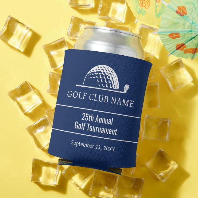 Golf Tournament Outing Custom Blue Can Cooler (In Situ Summer)