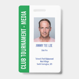 Golf Tournament Security Media Pass ID Badge