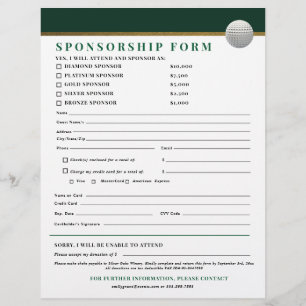 Golf Tournament Sponsorship Form Custom Letterhead