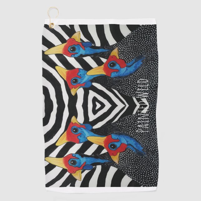 Golf Towel Guinea Fowl Painted Wild (Front)