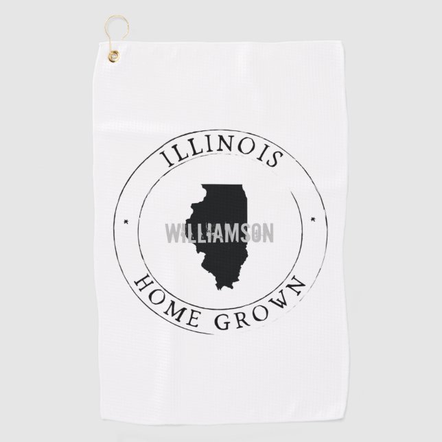 Golf Towel State Personalised Illinois (Front)