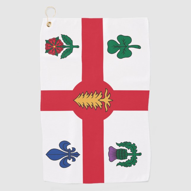 Golf Towel with flag of Montreal, Canada (Front)