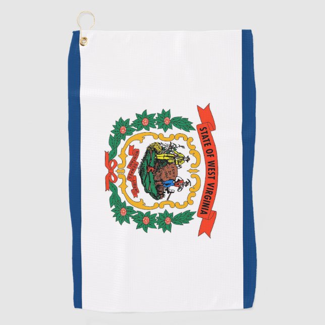 Golf Towel with flag of West Virginia State, USA (Front)
