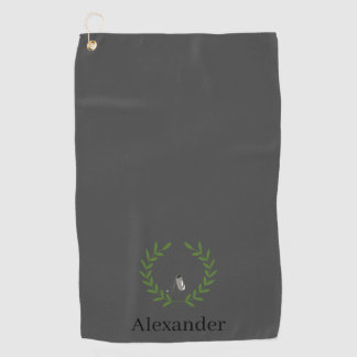 Golf Towel with Laurel Wreath and Golf Bag