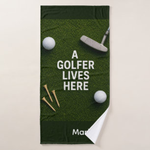Golf towel with your name on green grass