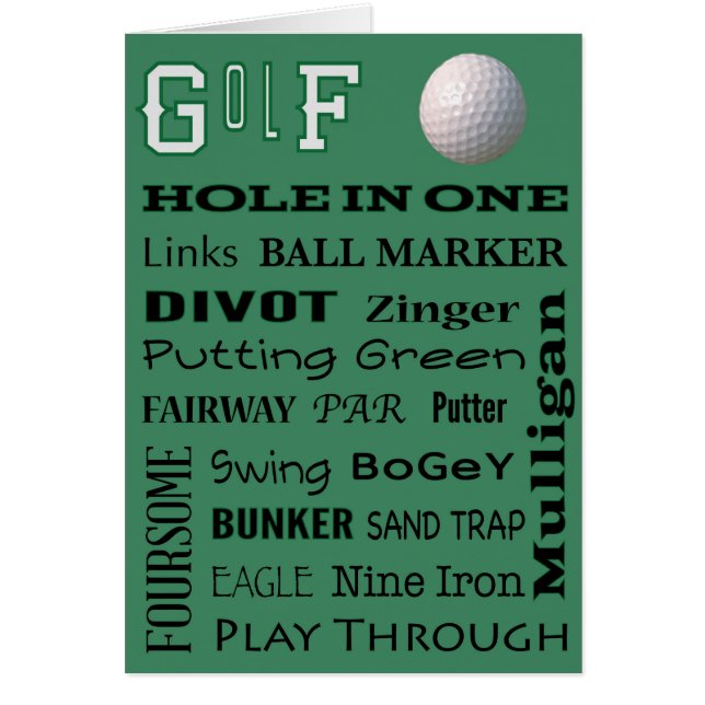 GOLF typography card (Front)