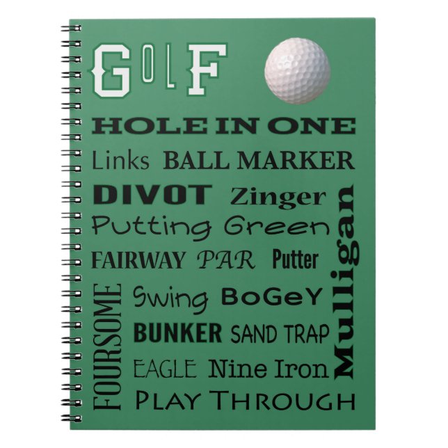 GOLF typography Spiral Notebook (Front)