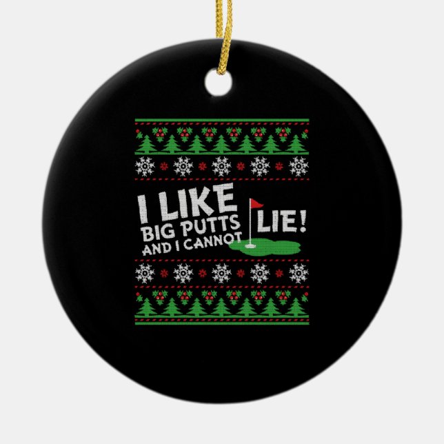 Golf Ugly Christmas Ceramic Tree Decoration (Front)