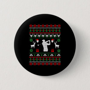 Golf Ugly Christmas Sweater 6 Cm Round Badge