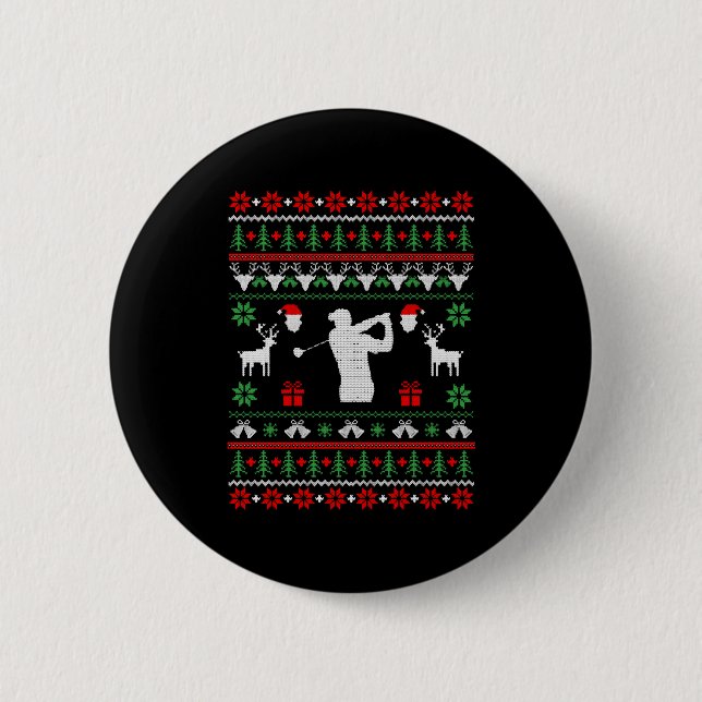 Golf Ugly Christmas Sweater 6 Cm Round Badge (Front)