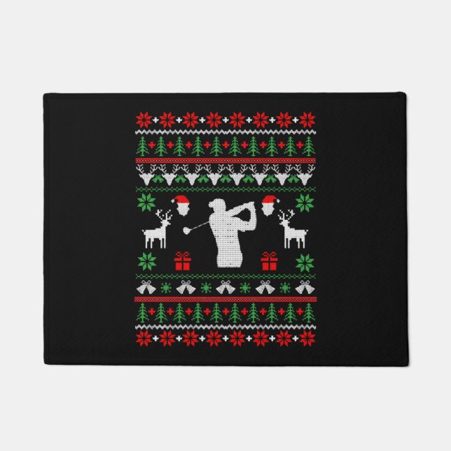 Golf Ugly Christmas Sweater Doormat (Front)