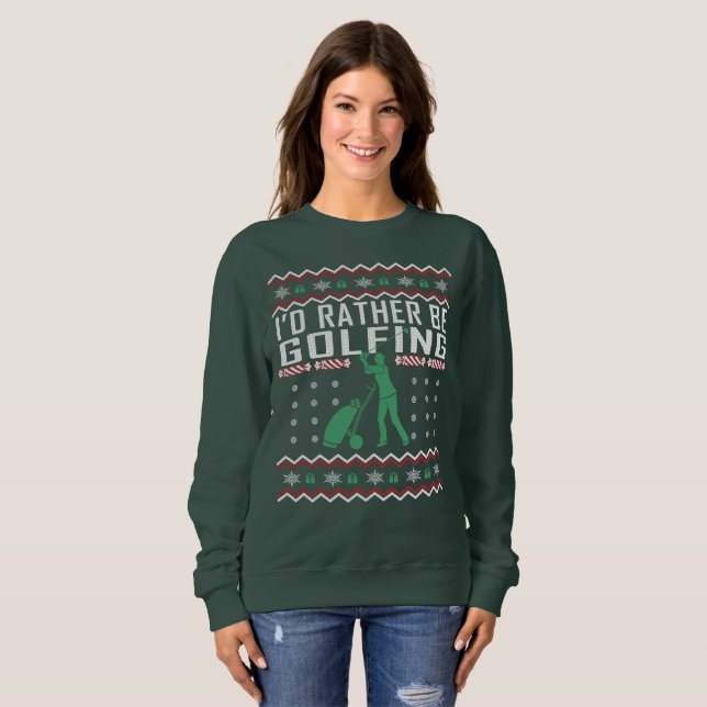 Golf Ugly Christmas Sweater I'd Rather Be Golfing (Front Full)
