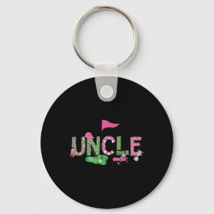 Golf Uncle Pink Hole In One Golf 1st Birthday Girl Key Ring