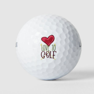 Golf Valentine's Day to golfer with love red heart Balls