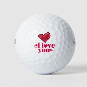 Golf Valentine's Day to golfer with love red heart Balls