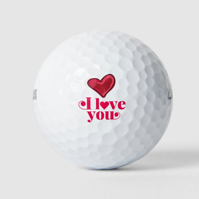 Golf Valentine's Day to golfer with love red heart Golf Balls (Front)