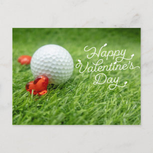 Golf Valentine's Day with ball for Golfer  Holiday Postcard