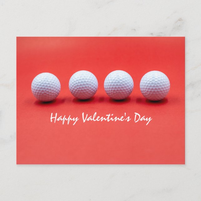 Golf Valentine's Day with golf balls are on red Postcard (Front)