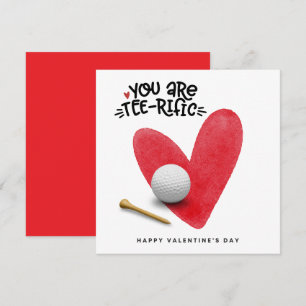 Golf Valentine's Day with golf balls  on red heart Holiday Card