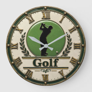 Golf Vintage Golfer Country Club Large Clock
