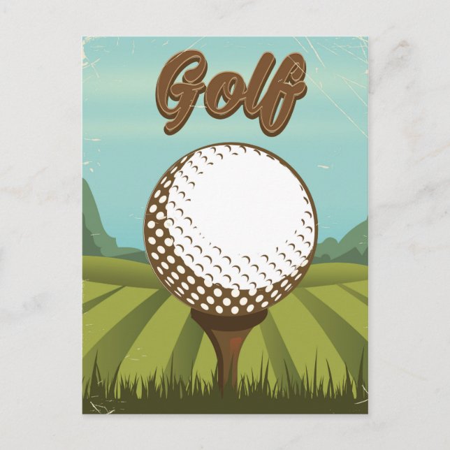 Golf vintage style poster postcard (Front)