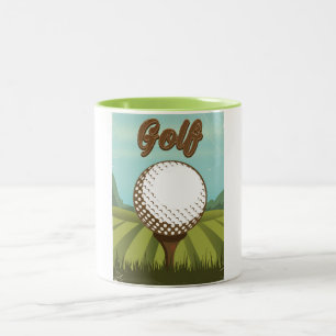 Golf vintage style poster Two-Tone coffee mug