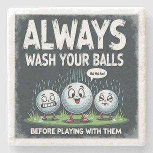 Golf Wash Your Balls Stone Coaster