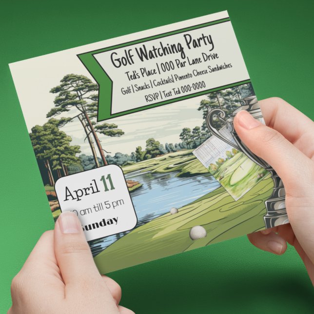 Golf Watching Party | Birthday | Retirement (Fore!  Gold Watching Party invitation and customizable invite for golf fans. )