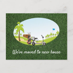 Golf we have moved to the new house holiday postcard