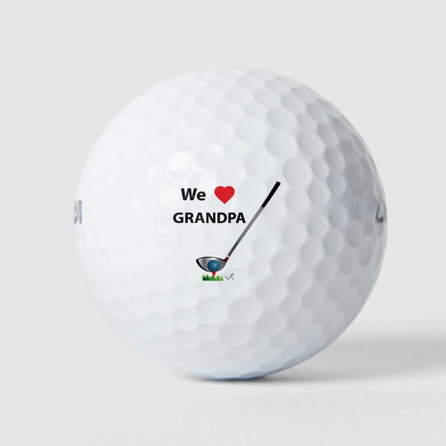 GOLF - We love Grandpa Fathers Day Birthday Gift Golf Balls (Front)