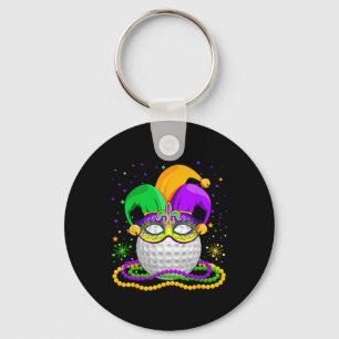 Golf Wearing Jester Hat Masked Beads Mardi Gras Pl Key Ring