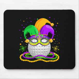 Golf Wearing Jester Hat Masked Beads Mardi Gras Pl Mouse Pad