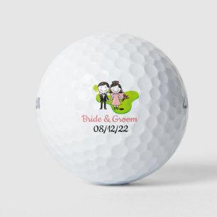 Golf Wedding Bride and Groom at golf course Balls