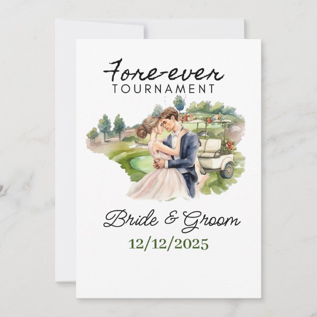 GOLF Wedding  Bride and Groom Golfer Golf Balls Invitation (Front)