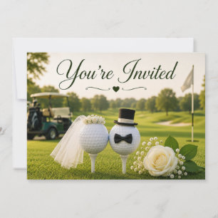 Golf Wedding Bride and Groom on golf course Invitation