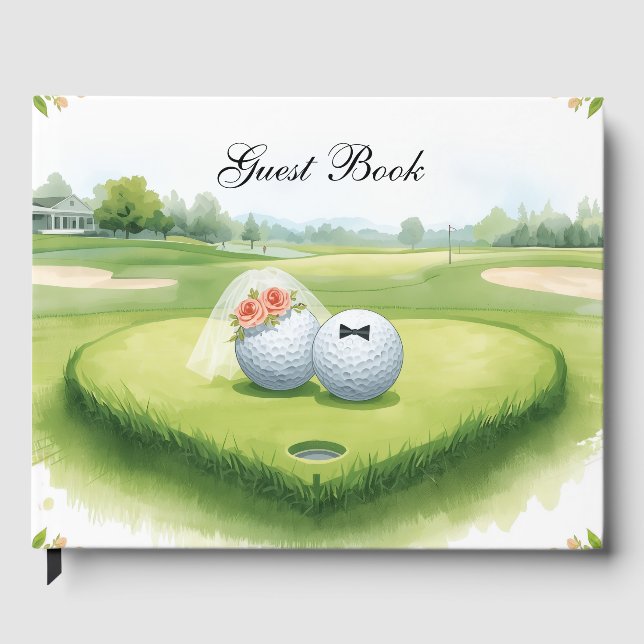 Golf wedding Bride & Groom Golfer on golf course Guest Book (Front)