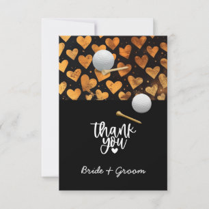 Golf wedding bride groom name with golf ball thank you card
