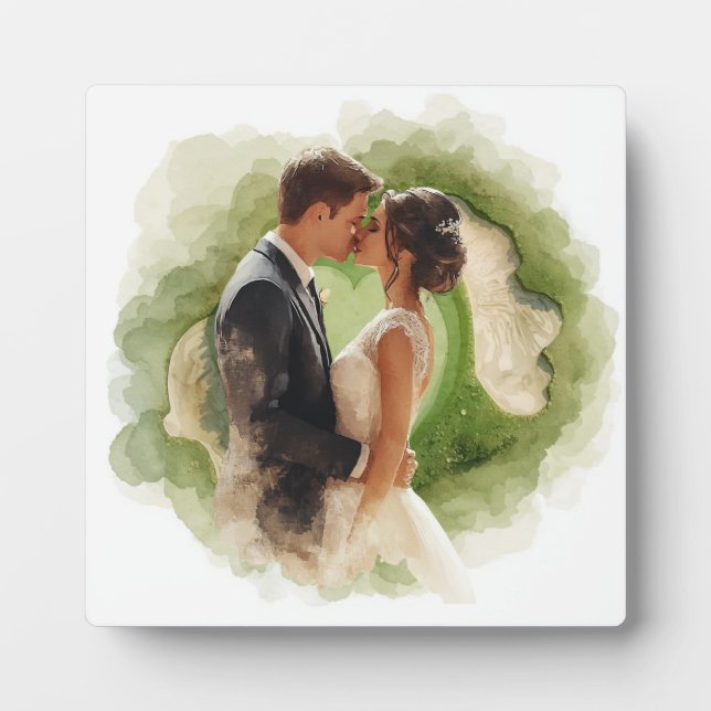 Golf wedding Bride & Groom on Golf Course  Plaque (Front)