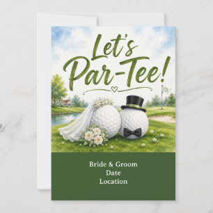 Golf Wedding Bride & Groom Watercolor Design Invitation