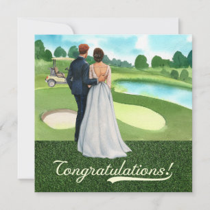 Golf Wedding Congratulations with bride and groom 