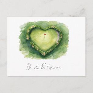 Golf wedding heart shaped golf course postcard