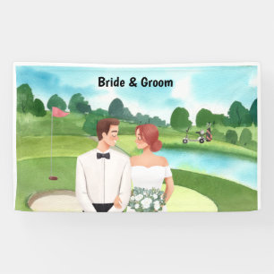 Golf wedding in golf course bride and Groom golfer Banner