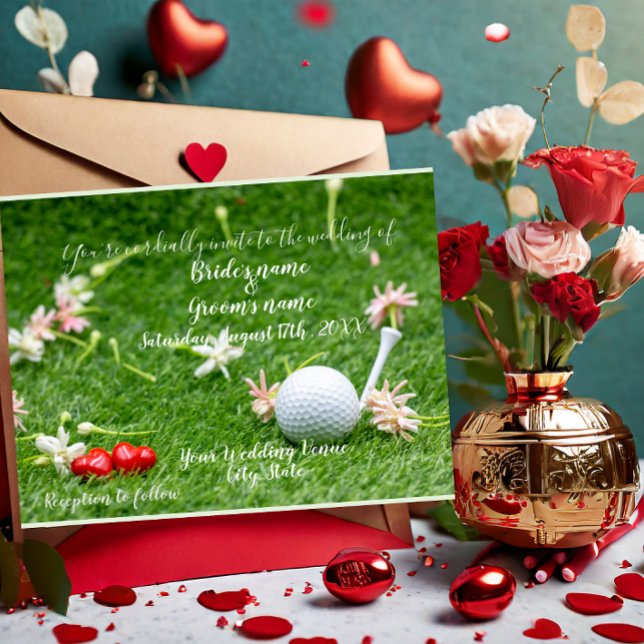 Golf Wedding Invitation card golf ball with love (Creator Uploaded)
