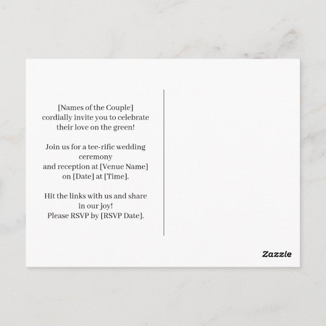 Golf Wedding Invitation card golf bsll with love (Back)