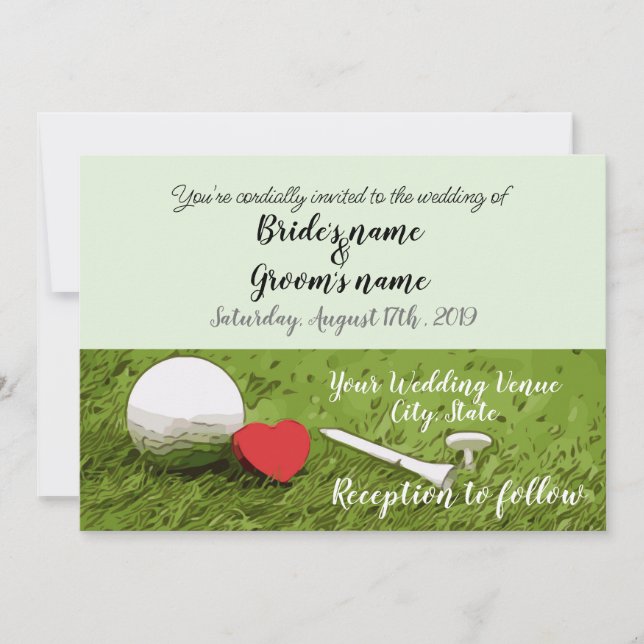 Golf Wedding Invitation card with golf ball (Front)