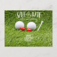 Golf Wedding Invitation card with two hearts