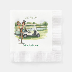 Golf Wedding Party with Bride & Groom on Green Napkin