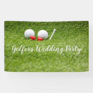 Golf Wedding Party with golf ball and heart love Banner
