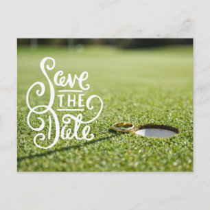 Golf Wedding Party with golf ball and heart love Postcard